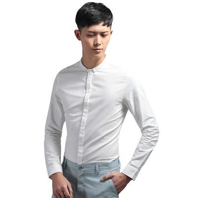 

HODO Shirt Men Pure Color Business Cotton Long Sleeve Shirt