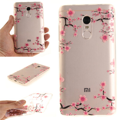 

Up and down plum blossom Pattern Soft Thin TPU Rubber Silicone Gel Case Cover for XiaoMi RedMi Note 4