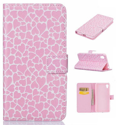 

Lovely Heart Design PU Leather Flip Cover Wallet Card Holder Case for SONY Xperia X Performance