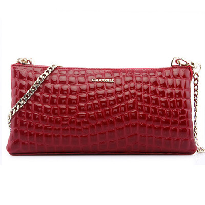 

Crocodile CROCODILE Korean Stripe Women Bag Sheepskin Shoulder Bag Messenger Bag Female 12641068-01 Black
