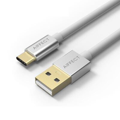 

AIFFECT UC2A1-SR10 Type-C Andrews data cable mobile phone charging line power cord support millet 5 Meizu PRO5 music as stream of light silver 1 m