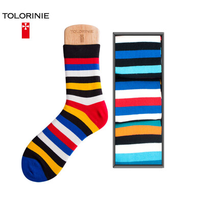 

TOLORINIE business men socks combed cotton color stripes cotton socks four seasons men socks in the tube socks 3 double K7116M0011