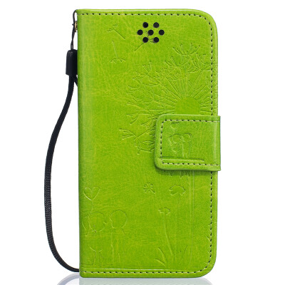 

Green Lovers and Dandelion Style Embossing Classic Flip Cover with Stand Function and Credit Card Slot for IPHONE 5/5S/5SE