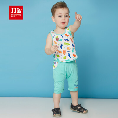

JJLKIDS Partner Club baby boy suit summer children's clothing children's casual t-shirt pants two-piece set of baby sets of fruit green 73