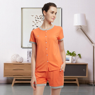 

Playboy 4908 Couple Pajamas Women&39s Cotton Home Service Spring Summer Pajamas Short Sleeve T-Shirt Shorts Pants Set Orange L