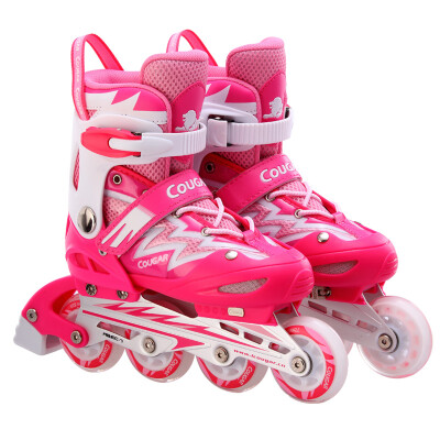 

Couples (COUGAR) skates children's skates shoes men and women adjustable roller skates lightning single shoes MZS835L-12 pink S code