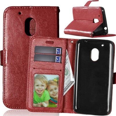 

Brown Style Classic Flip Cover with Stand Function and Credit Card Slot for Motorola Moto G4 Play