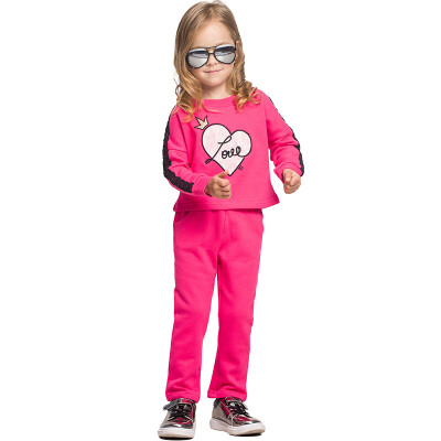 

JJLKIDS Partner Club children's clothing children's suits children's children spring sports suit sweater pants two suit GCZ63038 rose red 130