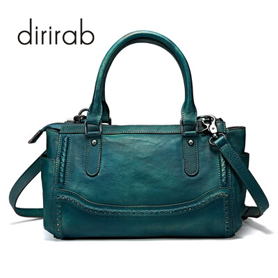 

Dirirab ladies handbag import cowhide Boston bag shoulder handbag diagonal package fashion retro first layer leather wallet