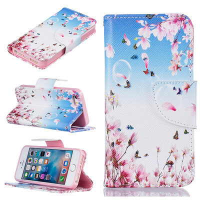 

Orchid butterfly Design PU Leather Flip Cover Wallet Card Holder Case for IPHONE 55S5SE