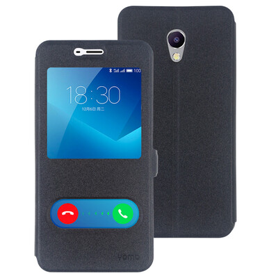 

YOMO Meizu Smile Blue note5 Mobile Phone Case Double Window Leather Case Smile Note5 Protective Case Mobile Phone Case Elite Black