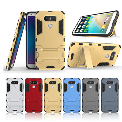 

Gold Slim Robot Armor Kickstand Shockproof Hard Rugged Rubber Back Case For LG G6