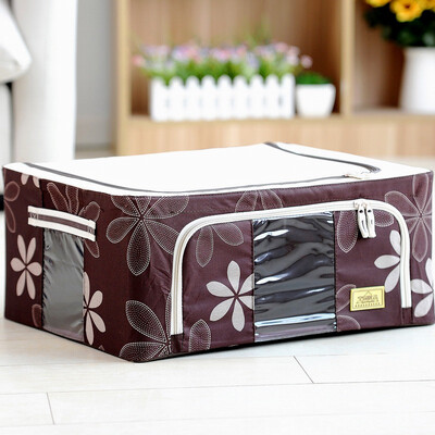 

Space Premium Reinforced Double Window Hannah Box Printed Oxford Cloth Storage Box One Sun Flower Coffee 44L