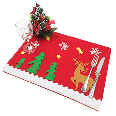 

MyMei New Hot Christmas Placemats Fabric Non Woven Costume Santa Mat Mat Bar Accessories Kitchen Utensils Runner Mats Cutlery Hold