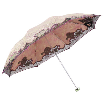 

Jingdong Supermarket] Paradise umbrella sunscreen anti-mosquito arbitrary flower Yan three fold ultra-light embroidery sun umbrella umbrella blue 33081E