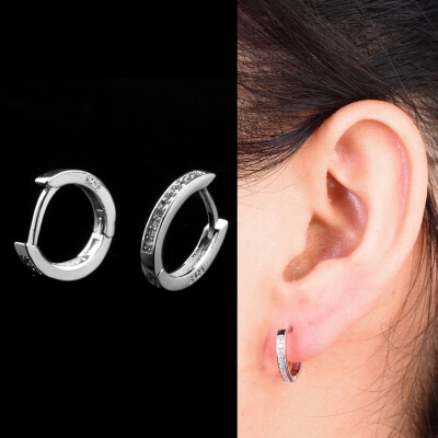 

Elegant Silver Single-row Faux Diamond Ear Ring Earing Stud Jewelry