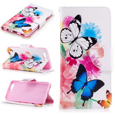 

Two Butterflies Design PU Leather Flip Cover Wallet Card Holder Case for HUAWEI P10