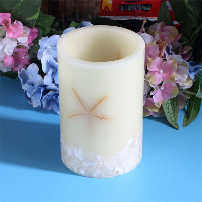 

Seastar and Shell Flameless Led Pillar Candle with Timer,Battery Operated (4x6 Inches, Yellow