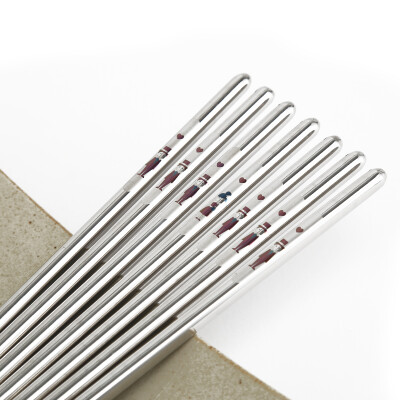 

Double gun (Suncha) chopsticks 304 stainless steel chopsticks Japanese printing couple chopsticks round chopsticks two pairs of DK3250