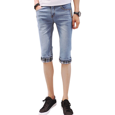 

Lucassa shorts men 's straight pants in the waist denim shorts male 206B light blue 33