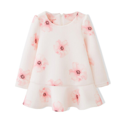 

Flossie Flordeer French girl children's clothing space cotton printed dress F6009 beige 110