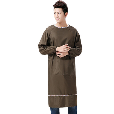 

Shanghao Men&39s Apron Long Sleeve Aprons Waterproof Aprons Gloves Gloves Cleaning Work clothes Kitchen Baking Aprons Brown