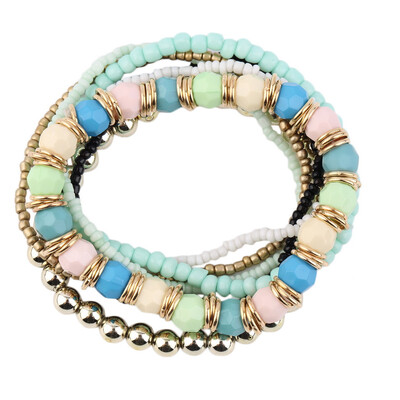 

Summer Women Stretch Mix Multilayer Beads Bracelet Elastic Bangle Jewllery