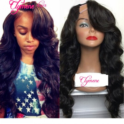 

2017 Spring sale price U Part Human Hair Wigs with side part Bangs Virgin Hair right part Brazilian U Part Wigs for black women