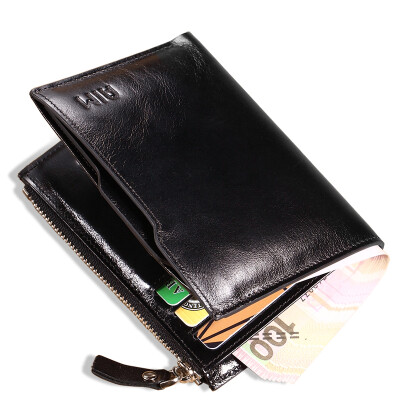 

AIM Men's Wallets Trends Zippers Oil Wax First Cowhide Wallets Men's Card Wallet Wallet A297 Black