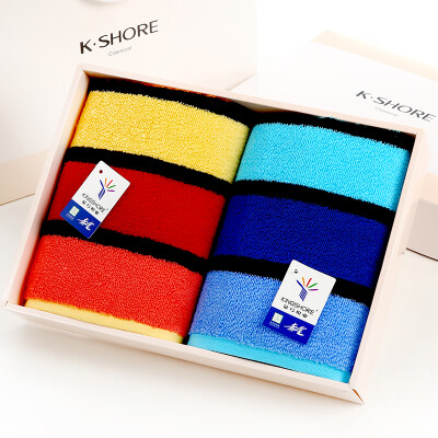 

Gold cotton towel home textiles GA1111 orange blue thick color face towel mixed color 2 gift box 72 36cm single 119g gift bag