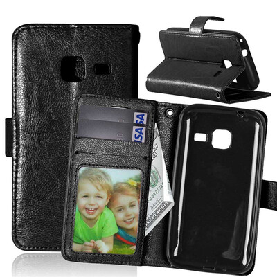 

Black Style Classic Flip Cover with Stand Function and Credit Card Slot for SAMSUNG Galaxy J1 Mini/J105F