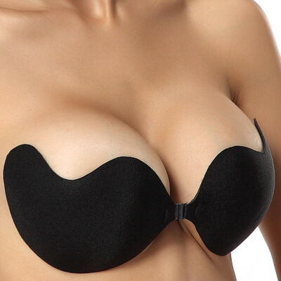 

Yizi angel wing deep V super light gather silicone invisible bra stick swimwear underwear A cup black