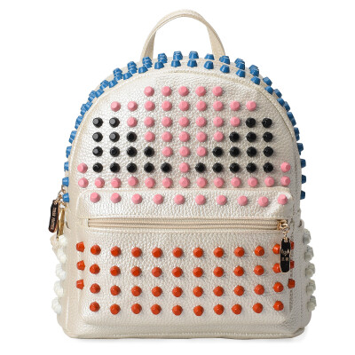 

Snowman (XUEMAN) new casual wild ladies backpack Korean version hit color rivets small monster shoulder bag 0608 pink