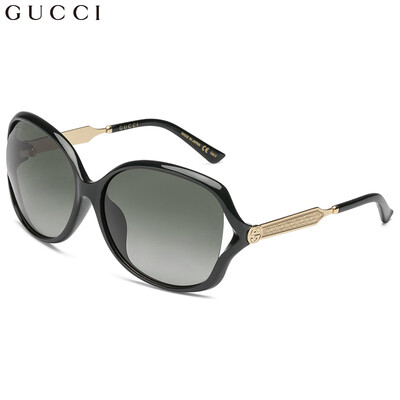 

GUCCI Gucci eyewear sunglasses female classic hollow personality fashion sunglasses GG0076SK-002 black frame gradient gray lens 62mm