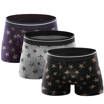 

Hengyuanxiang modal men&39s underwear printing four-legged pants Slim sports angle pants 3 packs a combination of 175100