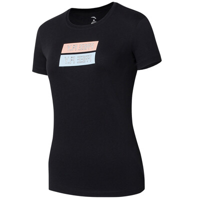 

Anta (ANTA) Women 16718150-3 round neck knitted short-sleeved T-shirt sports breathable quick-drying short T base black S