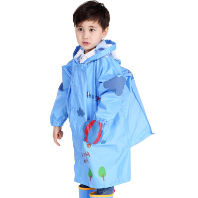 

Hugmii children raincoat windproof pants boys and girls cute cartoon book with packet of pupils blue deer