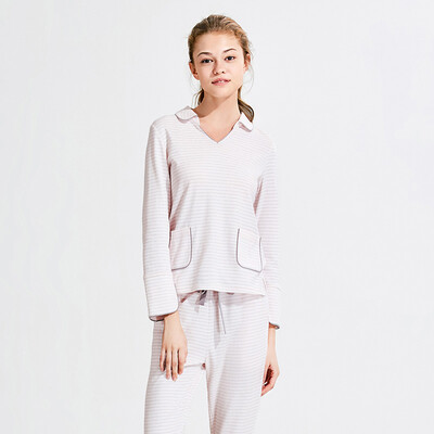 

Карточка весна осень полосатый хлопок с длинными рукавами пижамы домашний сервис костюм розовый L KS1634311W