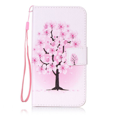 

Peach Blossom Design PU Leather Flip Cover Wallet Card Holder Case for Huawei Y6 Pro