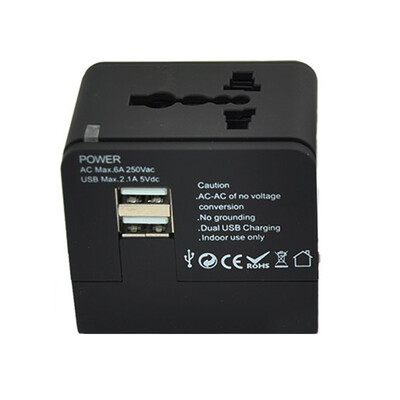 

Универсальный универсальный штекерный разъем Benjamin Универсальный штекерный конвертор для конвертеров Power Socket Travel Accessories 2.3A Двойной выход USB Черный BZN200021