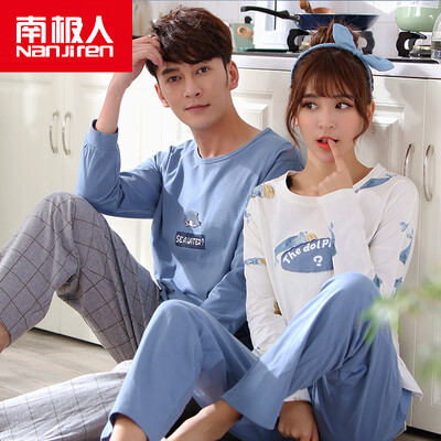

Antarctic Nanjiren cotton pajamas home service men&women couples pajamas can wear long sleeves sets of cotton leisure home service suit men leisure dolphin XXL