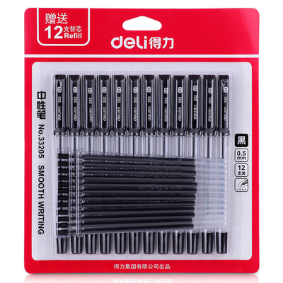 

Deli 33205 Gel pen 05mm 12pcs black 12 refills are included