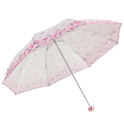 

Paradise umbrella jacquard silk screen lotus fairy three fold ultra - light sunny umbrella sun umbrella pink 3383E