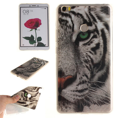 

White Tiger Pattern Soft Thin TPU Rubber Silicone Gel Case Cover for XIAOMI Mi Max