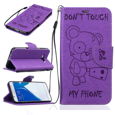 

Purple Bear Style Embossing Classic Flip Cover with Stand Function and Credit Card Slot for SAMSUNG Galaxy J7 2016/J710