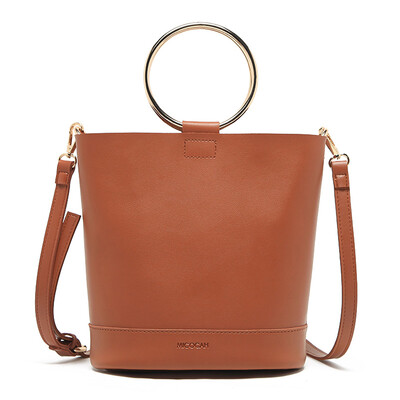 

MICOCAH Brand Fashion Women Bucket Bag 2 Pieces Metal Ring PU Leather Luxury Handbags Women Bags Designer Women Leather Handbags