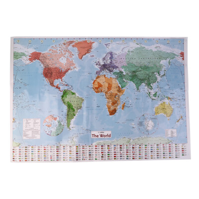 

Новый 97,5 X 67,5 Большой World Map Английский Французский Wall Chart Обучение Плакат