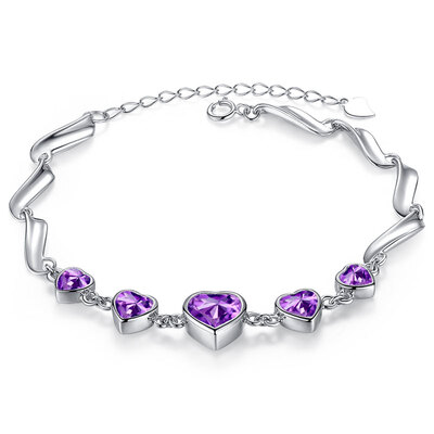 

HAOZHIZUN heart-shaped bracelet 925 silver bracelet female heart-shaped bracelet meaning I love you all my life