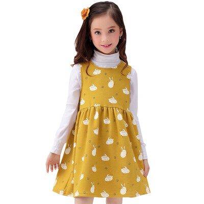 

Xin Song girl small fox warm velvet vest in the skirt in the big children autumn&winter warm sleeveless dress light blue H024A2 11056