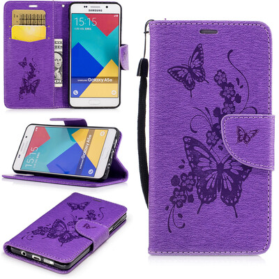 

Purple Butterfly Style Embossing Classic Flip Cover with Stand Function and Credit Card Slot for SAMSUNG Galaxy A5 2016/A510